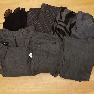 Bundle of 6 gray & black dresses and skirt